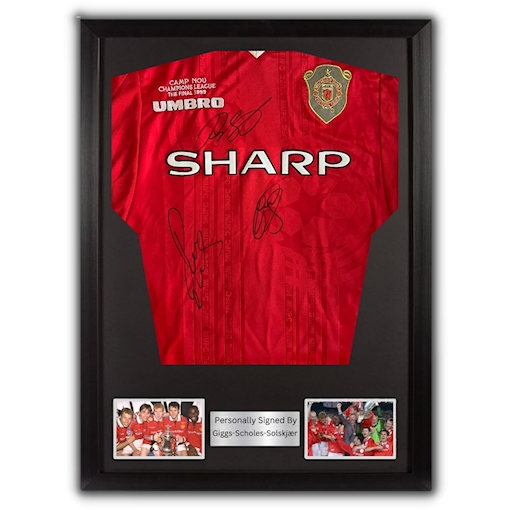 Picture of Giggs-Scholes-Solskjær signed & framed 