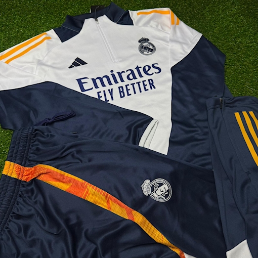 Picture of Real Madrid 24/25 Training Set Kids White/Blue  Long - Sleeve 